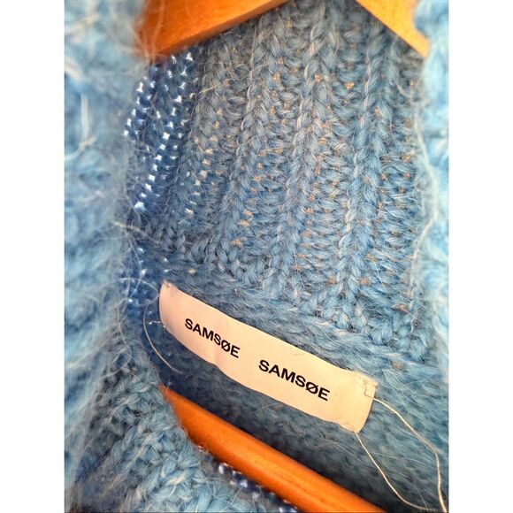 NWOT Samsoe Samsoe Molli Wool & Alpaca Blend Turtleneck Sweater in Lichen Blue S - Picture 3 of 8